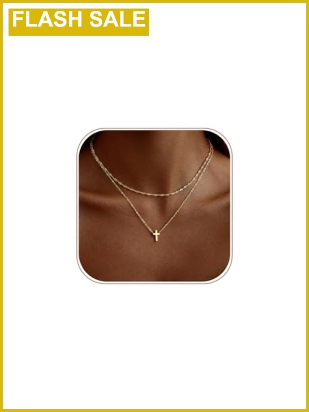 14K Gold Plated Dainty Cross Necklace Rope Chain Baptism Gift